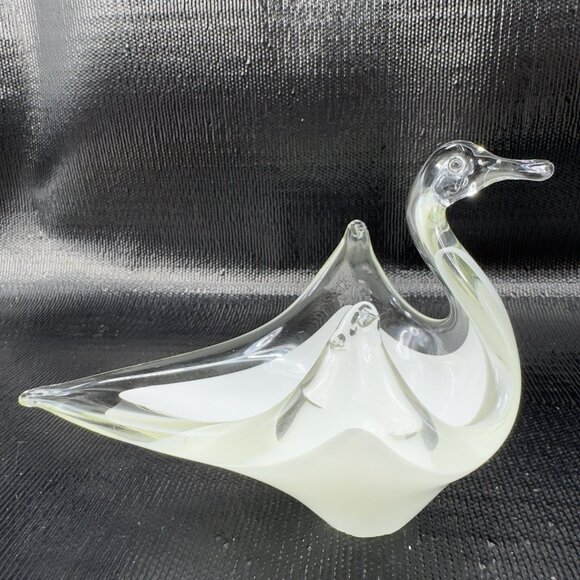 Vintage Venetian Art Glass Duck Bird Bowl Dish Candy Holder Container White VTG - Picture 13 of 14
